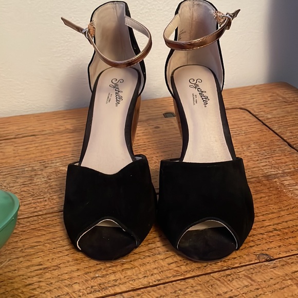 Leather seychelles peep toe wedges - Picture 2 of 7